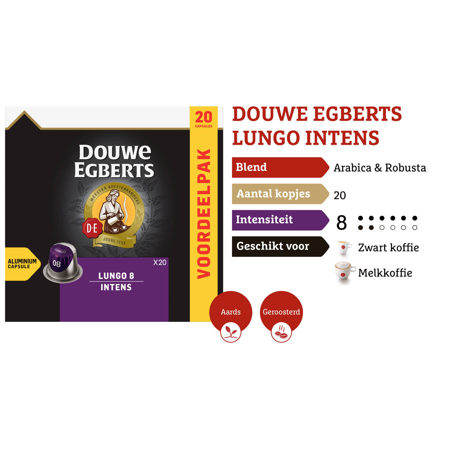 Specimen oriëntatie aanklager Douwe Egberts Lungo Intens koffiecups voordeelpak 20 stuks | Blokker