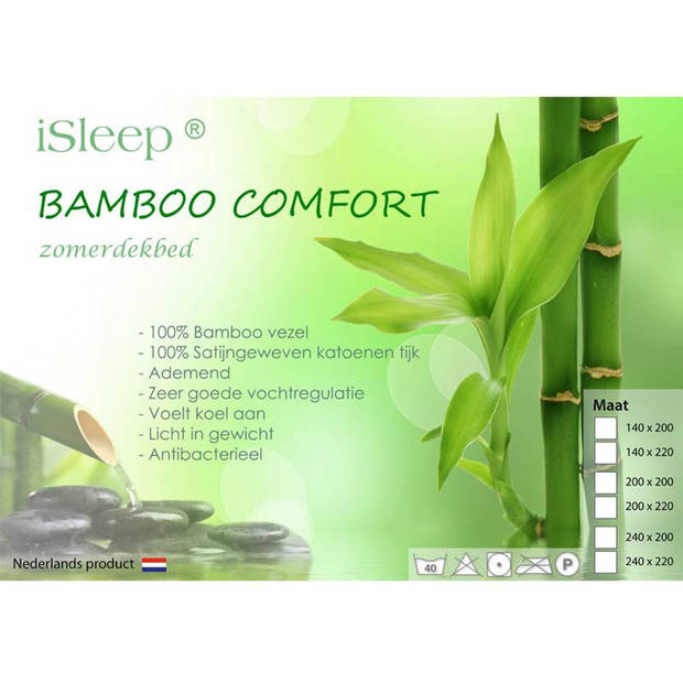 iSleep zomerdekbed Bamboo Comfort - Lits-jumeaux 240x220 cm