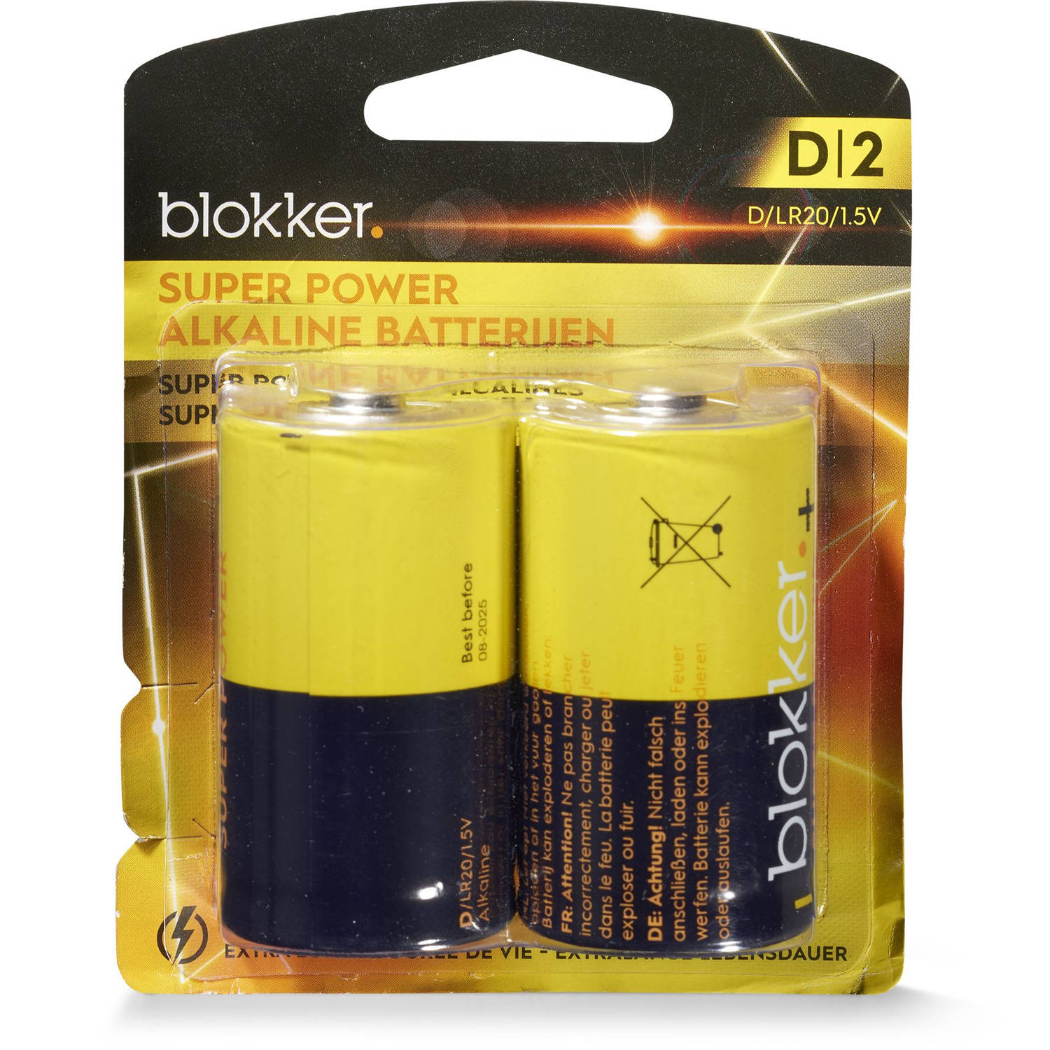 Blokker Alkaline Batterijen - D - 2 stuks |