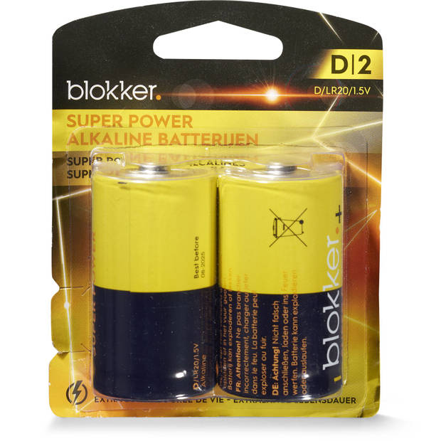 Blokker Alkaline Batterijen - D - 2 stuks