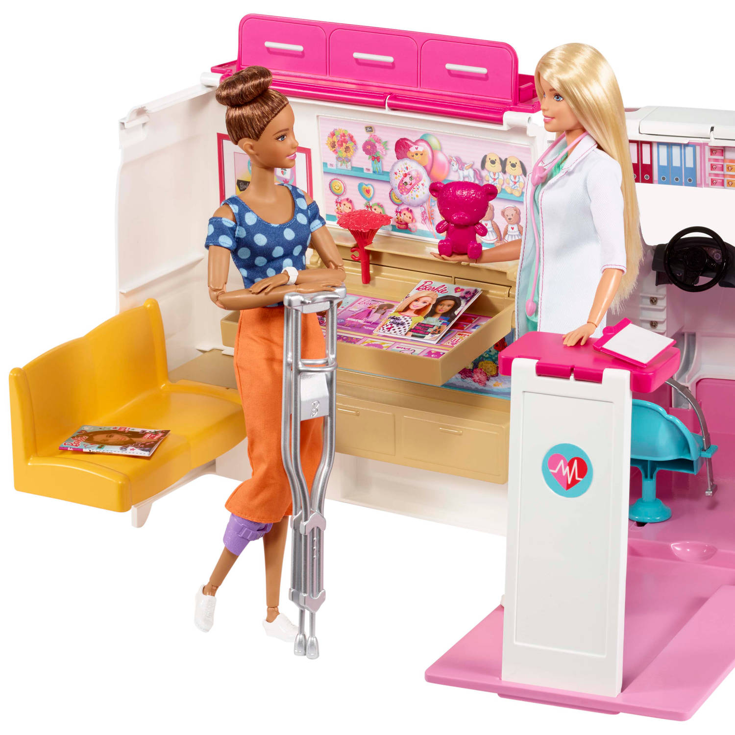 concept composiet Marxistisch Barbie Ambulance - 46x19x26 cm - inclusief accessoires | Blokker