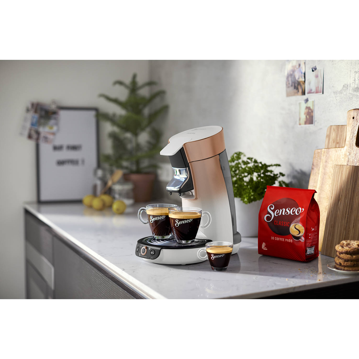 Oorzaak De controle krijgen loterij Philips SENSEO® Viva Café Duo Select koffiepadmachine HD6566/30 - roze/koper  | Blokker