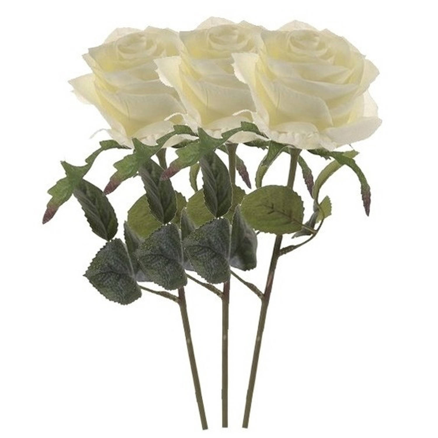 Emerald Kunstbloem roos Simone 3x wit 45 cm decoratie bloemen Kunstbloemen