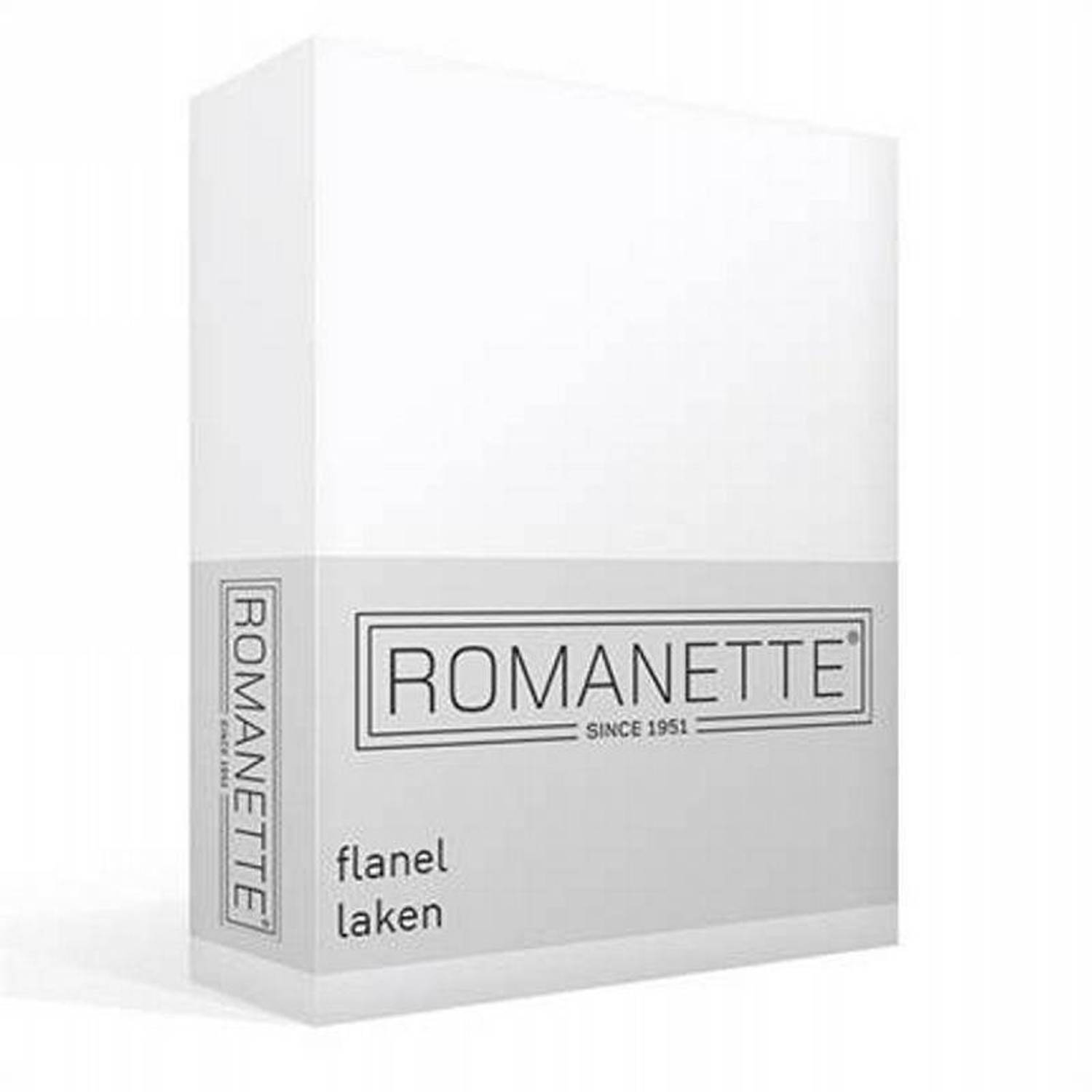 Romanette Flanellen Laken - 100% Geruwde Flanel-katoen - 1-persoons (150x250 Cm) - Wit