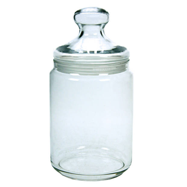 Voorraadpot/bewaarpot 1000 ml glas met glazen deksel - Voorraadpot