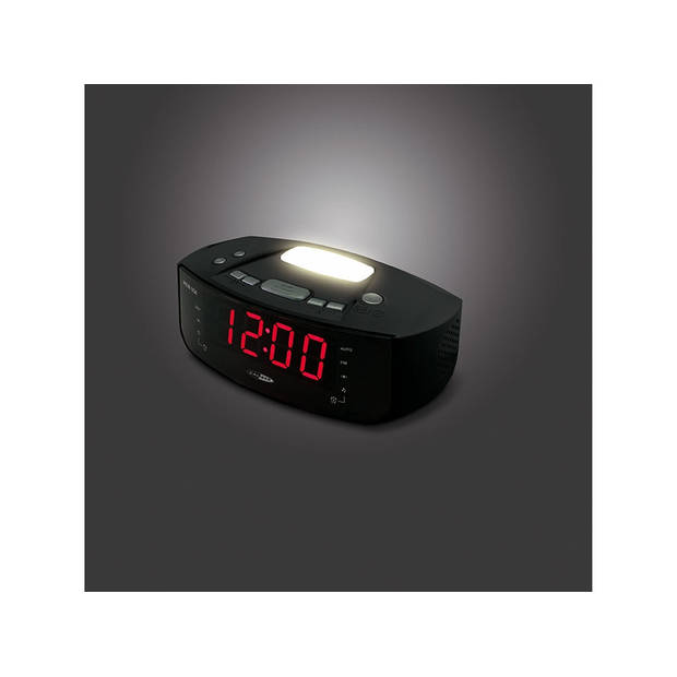 Caliber Wekkerradio met Wake Up Light en FM Radio - Netstroom - Digitale Wekker met USB Oplader - Zwart (HCG101)