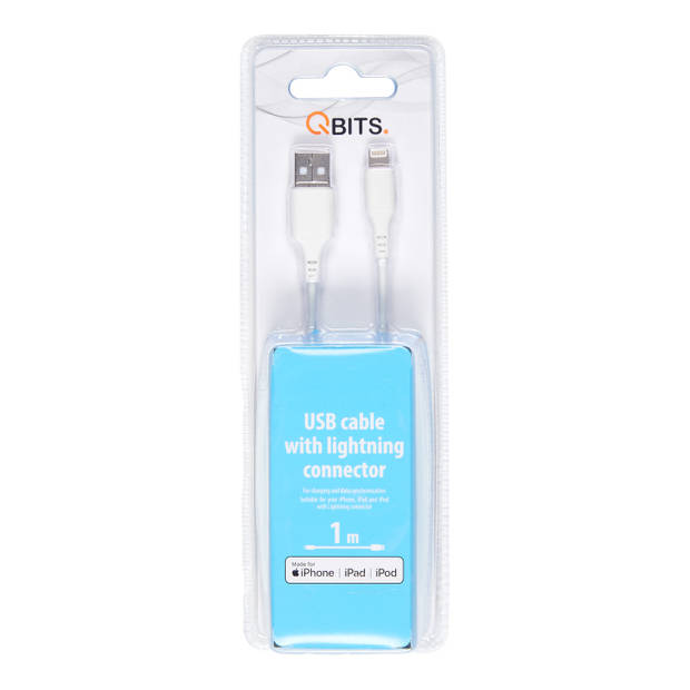 Qbits USB oplaad kabel - 8-pins - 1 meter
