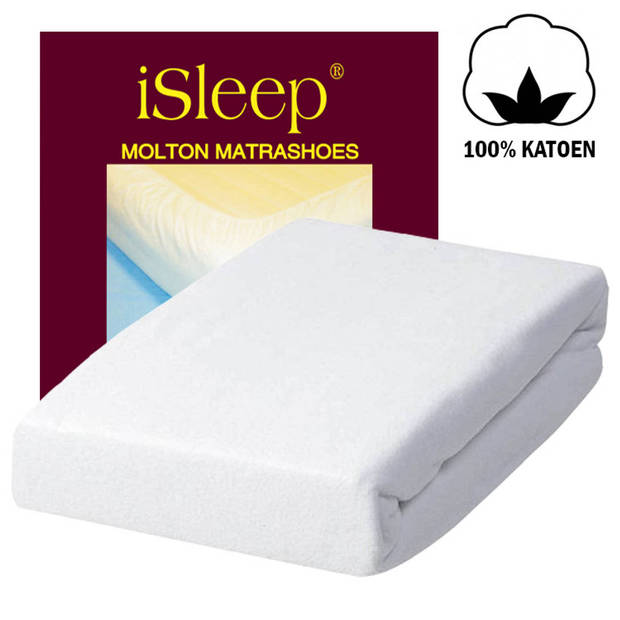iSleep Molton matrasbeschermer - Wit - 180x210/220
