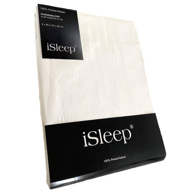 iSleep Kussenslopen Perkal Katoen - 2 stuks - Licht Beige