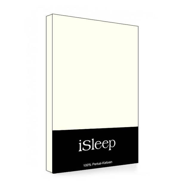 iSleep Topper hoeslaken Perkal Katoen - Licht Beige - 180x210