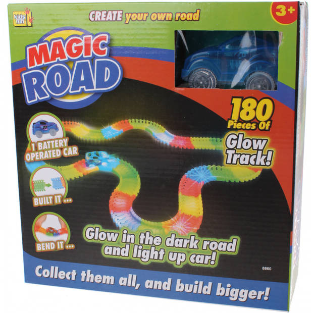 Kids Fun racebaan Magic road blauw 180-delig