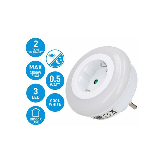 Grundig LED Nachtlamp met lichtsensor - 230v - kinderkamer - extra stopcontact - Nachtlampjes