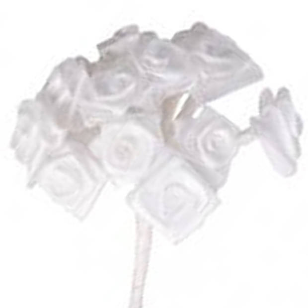 ayher Decoratie roosjes satijn - bosje van 12 - wit - 12 cm - Hobbydecoratieobject