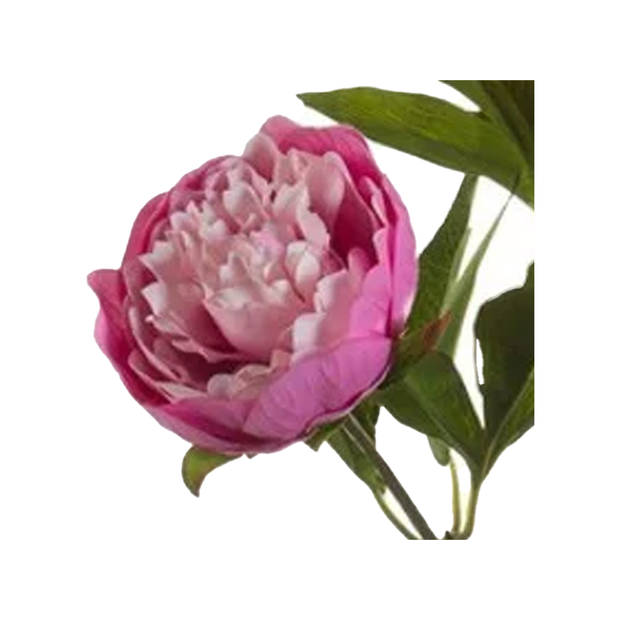 Emerald Kunstbloemen boeket pioenrozen - 8x - 3 bloemen - roze - 70 cm - decoratie - Kunstbloemen