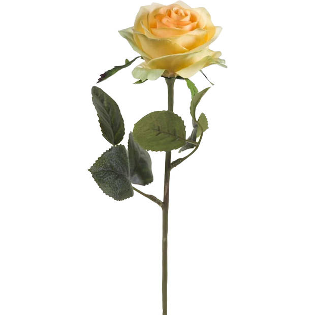Emerald Kunstbloem roos Simone - 3x - geel - 45 cm - decoratie bloemen - Kunstbloemen