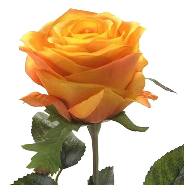 Emerald Kunstbloem roos Simone - geel/oranje - 45 cm - decoratie bloemen - Kunstbloemen