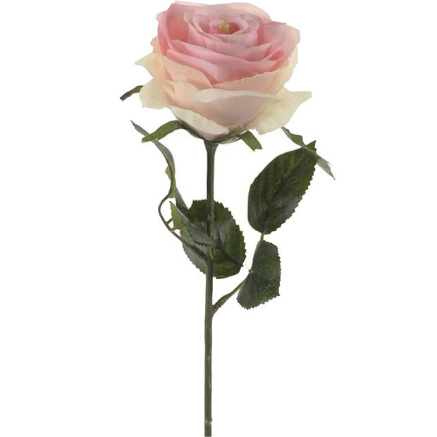 Emerald Kunstbloem roos Simone - 3x - licht roze - 45 cm - decoratie bloemen - Kunstbloemen