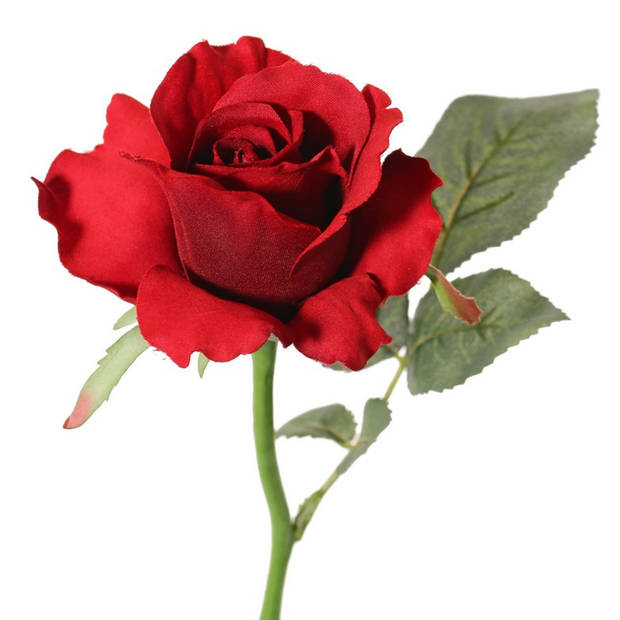 Kunstbloem roos Alice de luxe - rood - 30 cm - kunststof steel - decoratie - Kunstbloemen