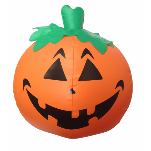 Halloween LED pompoen - 4x - oranje - opblaasbaar - ophangbaar - 24 cm - Opblaasfiguren