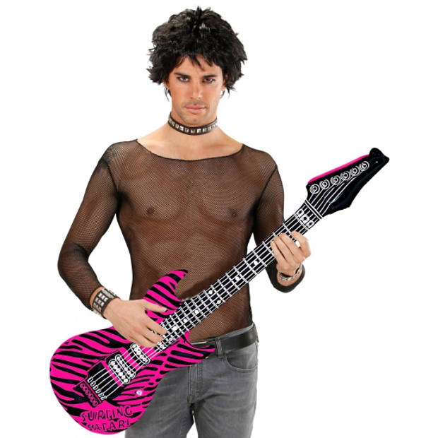 Opblaas gitaar met roze zebra print - Opblaasfiguren