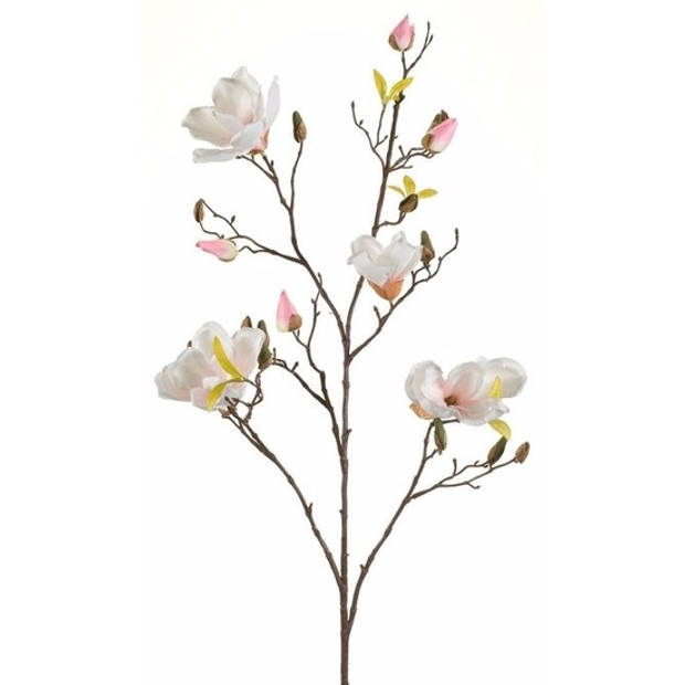 Emerald Kunstbloem Magnolia tak - 105 cm - creme wit/roze - Kunstbloemen