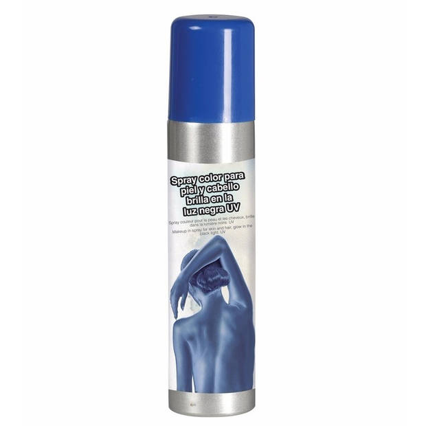 Guirca Haarspray/bodypaint spray - 2x kleuren - wit en blauw - 75 ml - Verkleedhaarkleuring
