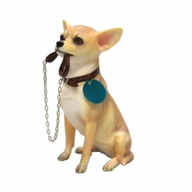 Honden beeldje Chihuahua met riem 18 cm - Beeldjes