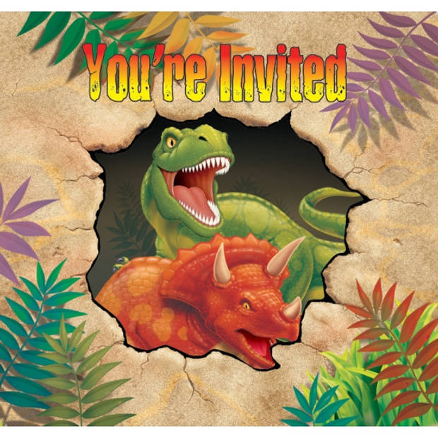 Dinosaurus thema uitnodigingen 8 stuks - Uitnodigingen