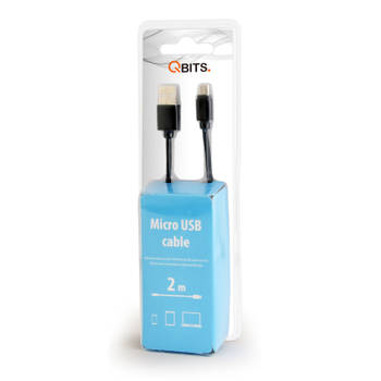 Qbits micro usb kabel - 2 meter - zwart