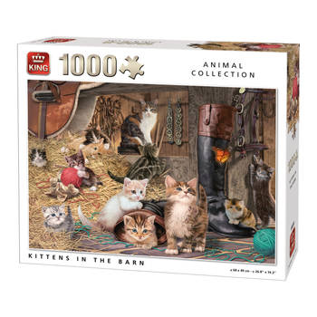 King puzzel Animal Collection kittens in the barn - 1000 stukjes