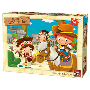 King puzzel Kiddy Adventure cowboys en indianen - 24 stukjes
