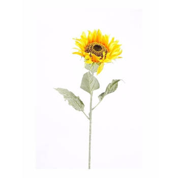Gele zonnebloem kunsttak 82 cm - Kunstbloemen