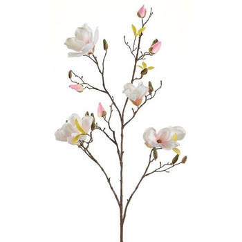 Emerald Kunstbloem Magnolia tak - 105 cm - creme wit/roze - Kunstbloemen