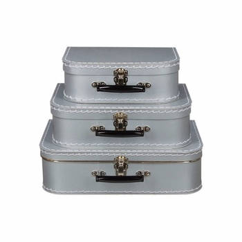 Decoratie koffertje zilver 25 cm - Kinderkoffers