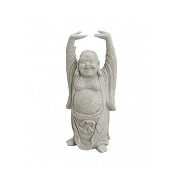 Decoratie boeddha beelden voor binnen grijs 16 cm - Beeldjes