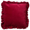 Dutch Decor - YARA - Kussenhoes 45x45 cm - 100% katoen - velvet - met ruches - Red Plum - donkerroze