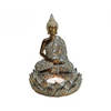 Decoratie boeddha beeld met theelichthouder bruin 15 cm - Beeldjes
