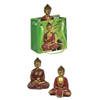 Decoratie boeddha beeld in kadotasje rood/goud 5,5 cm - Beeldjes