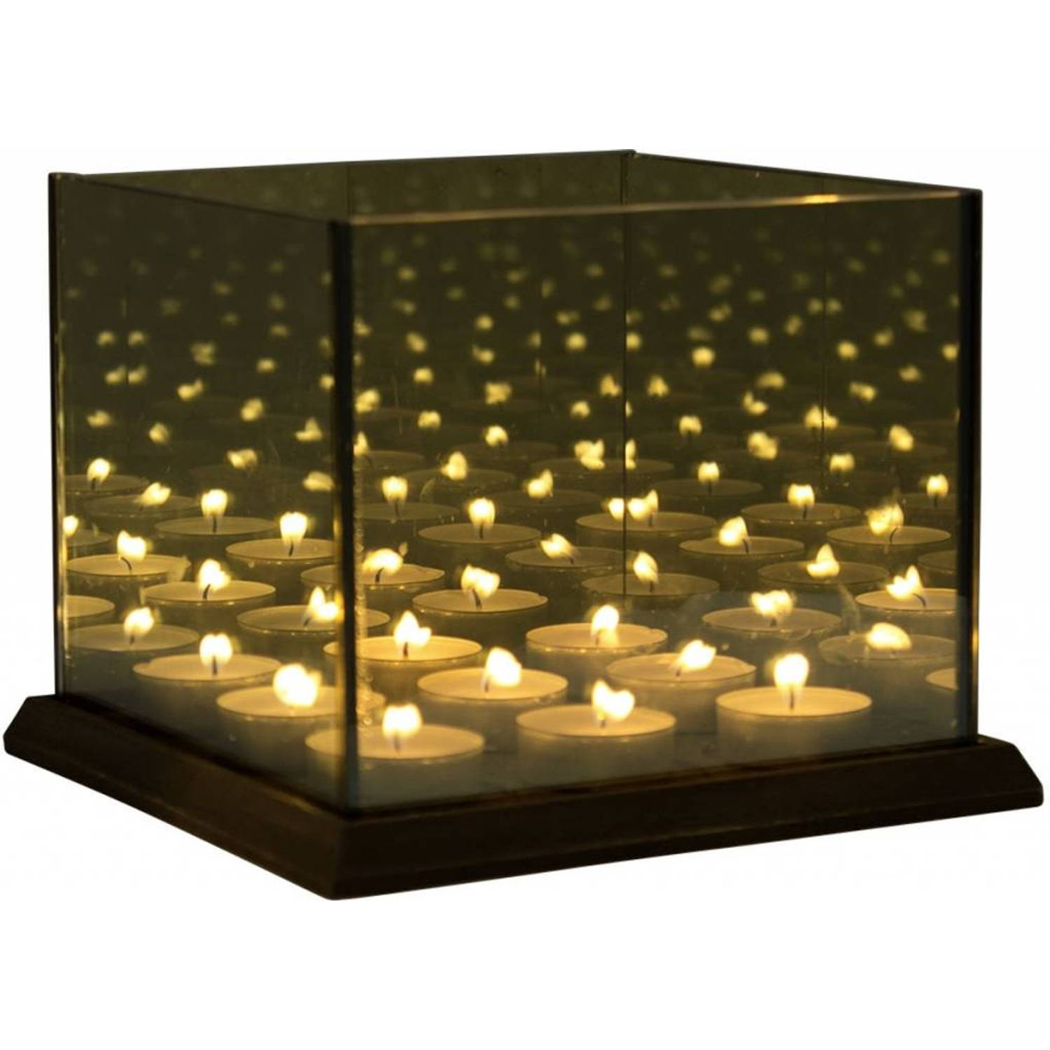 pols extase Het eens zijn met Magic 9 Cube Waxinehouder - Waxinelichthouder Infinity Candle Light -  Oneindig Spiegel Effect - Glas | Blokker