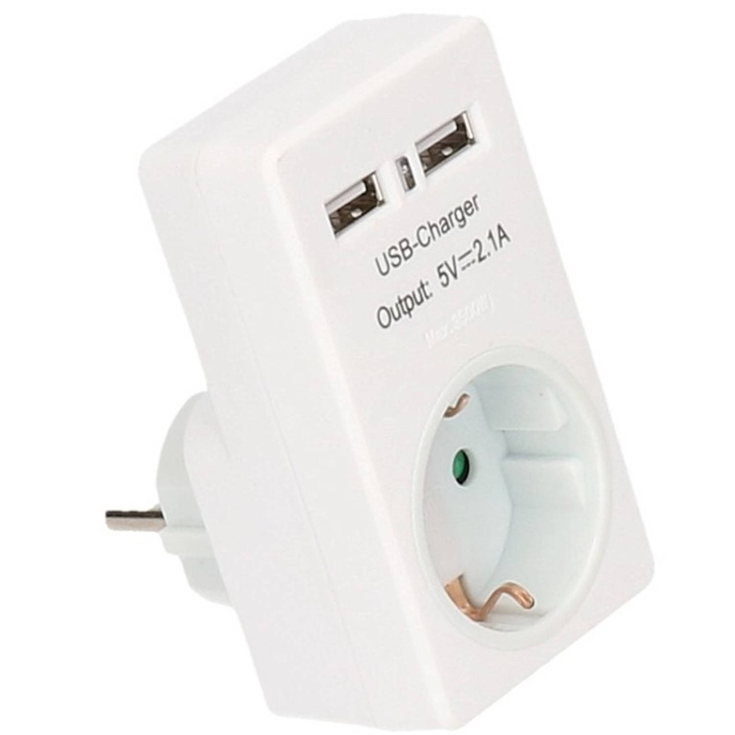 plakboek zout zuur Stopcontact met 2x USB poort/snel lader - Stekkerblokken | Blokker