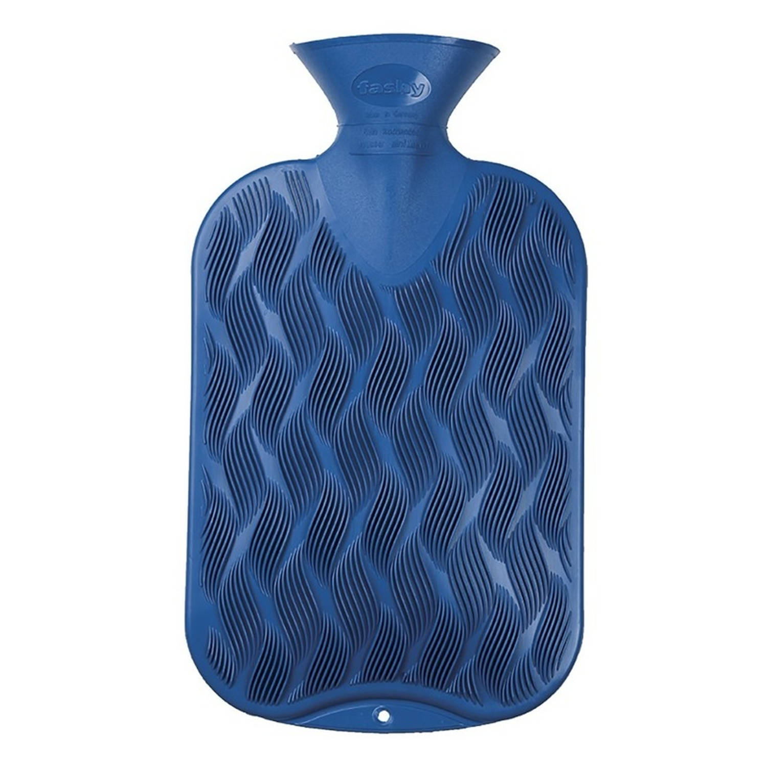 Kruik blauw golf-ribbel 2 liter warmwaterkruik