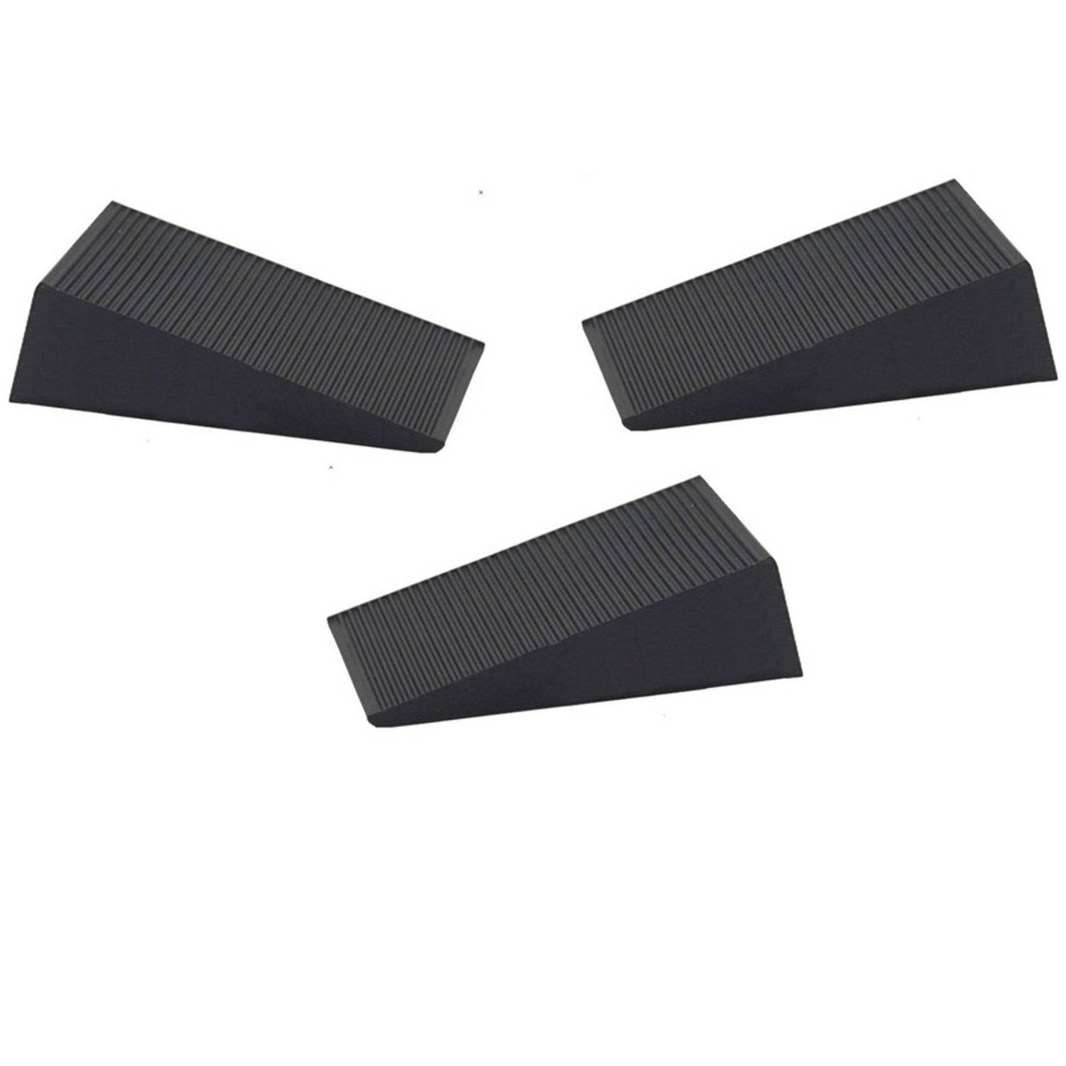 3x Deurstopper-deurwig rubber zwart 16 mm wig