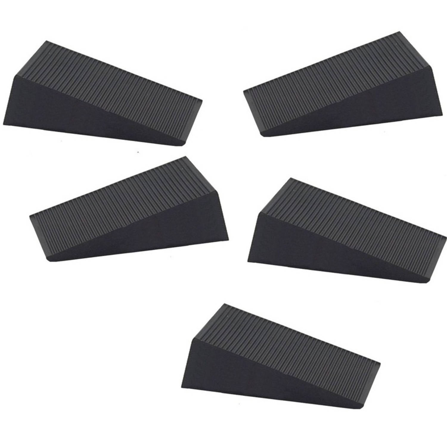 5x Deurstopper-deurwig rubber zwart 16 mm wig
