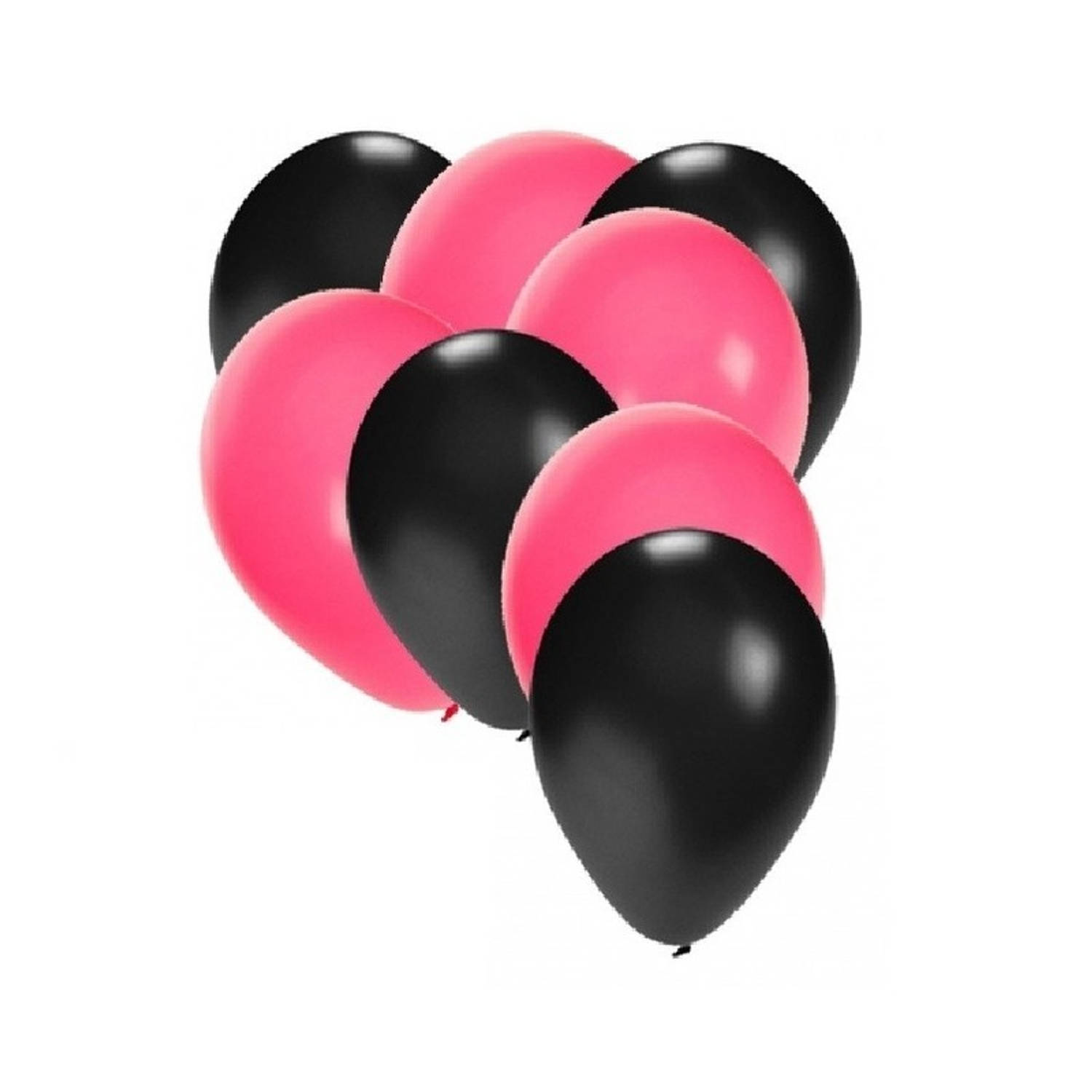 50x zwarte en roze ballonnen - Ballonnen