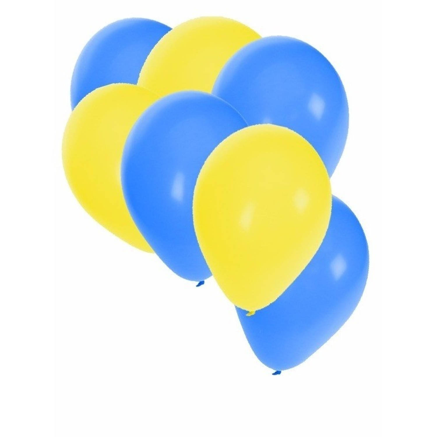 50x blauwe en gele ballonnen - Ballonnen