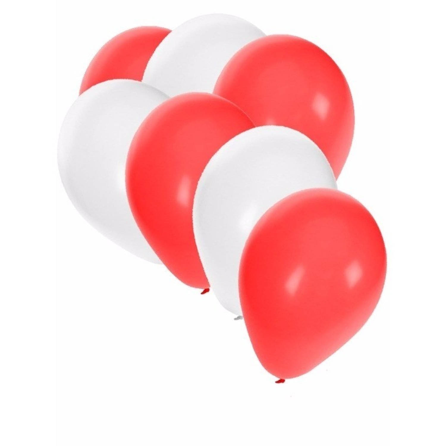 50x witte en rode ballonnen - Ballonnen