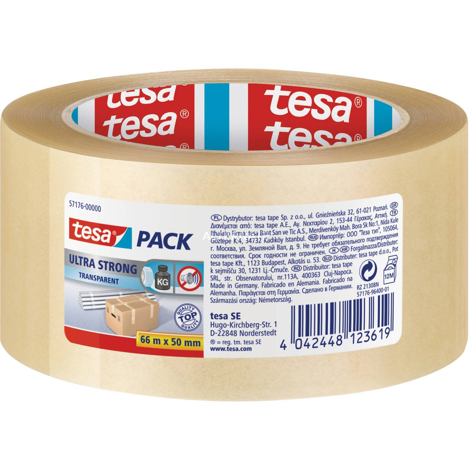 3x Tesa doorzichtige verpakkingstape extra sterk 66 mtr x 50 mm - Tape (klussen)
