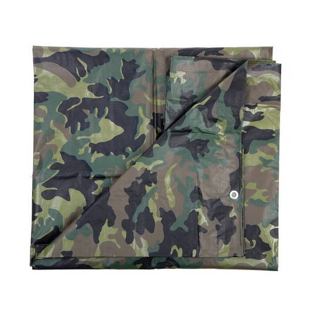 Groene camouflage afdekzeil / dekkleed 1.9 x 3 m - Afdekzeilen