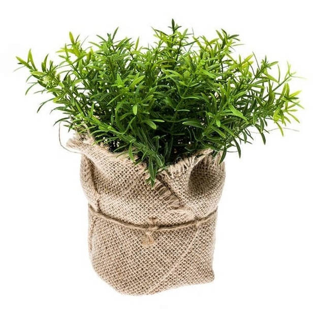 2x Groene kunstplant tijm kruiden plant in pot - Kunstplanten