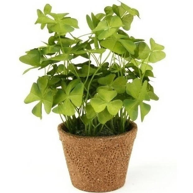 Groene kunstplant klaverzuring plant in pot 25 cm - Kunstplanten